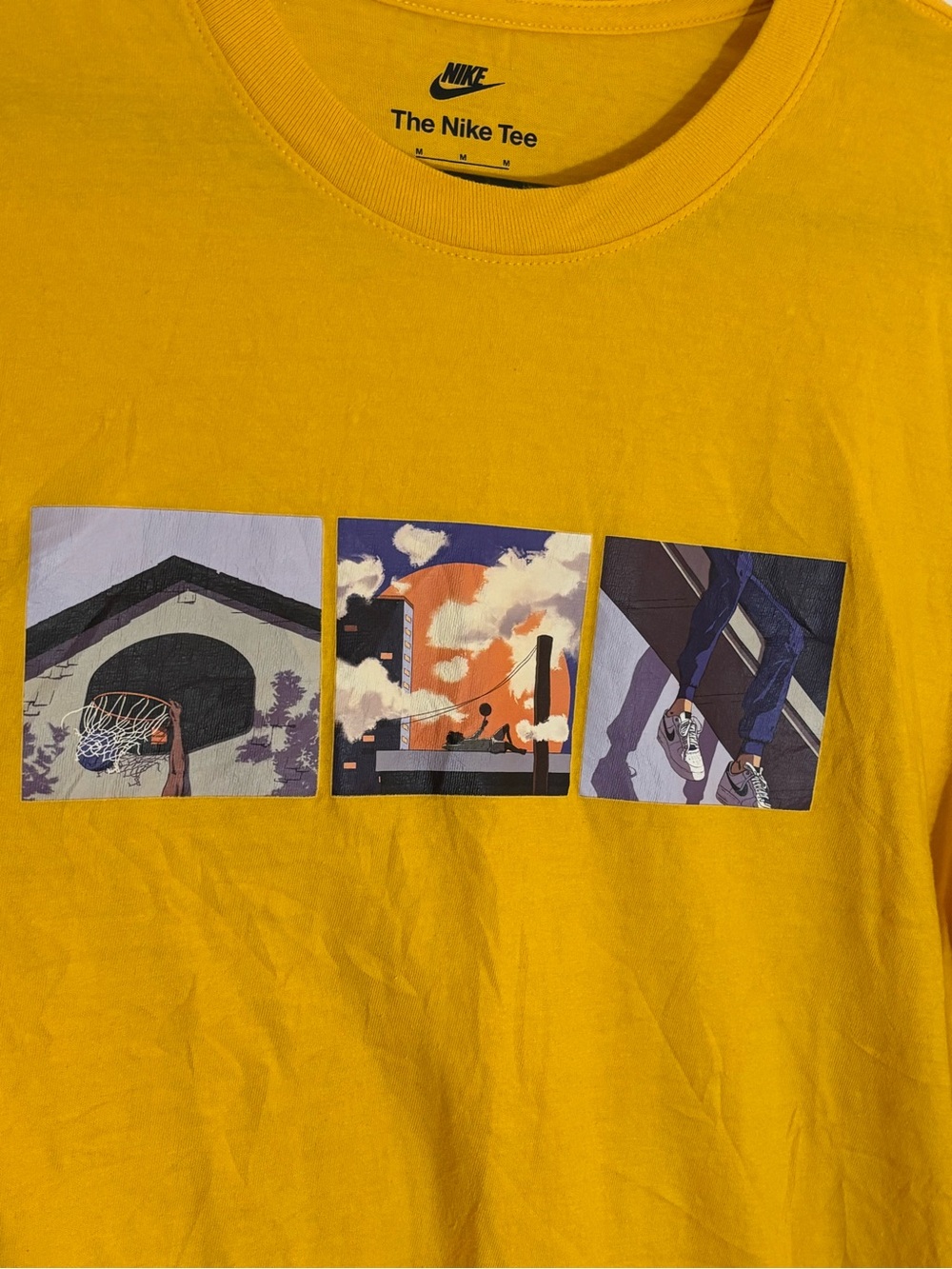 Nike Men’s Long-Sleeve Basketball Graphic Tee - Yellow with Multi-Panel Chest - Picture 4 of 5